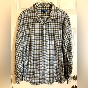 Cole Haan Grand OS Plaid Flannel Shirt Mens XXL Blue Holiday Long Sleeve Button‎